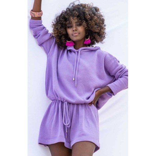 Oversizowa bluza z kapturem fioletowa F1250 ze sklepu intimiti.pl w kategorii Bluzy damskie - zdjęcie 187868431