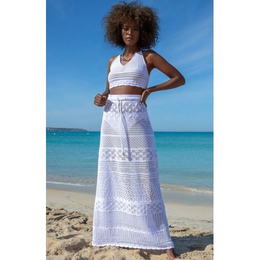 *Ażurowy biały letni komplet top i spódnica F1462 ze sklepu intimiti.pl w kategorii Komplety i garnitury damskie - zdjęcie 187869491