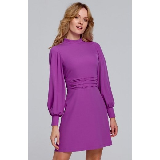 Sukienka z marszczonym paskiem lawendowa K078 ze sklepu intimiti.pl w kategorii Sukienki - zdjęcie 187869552