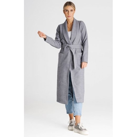 Figl M991 szary płaszcz damski ze sklepu intimiti.pl w kategorii Płaszcze damskie - zdjęcie 187869951