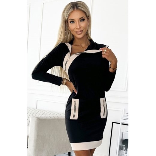 Numoco 497-1 dwukolorowa sukienka z trzema zamkami ze sklepu intimiti.pl w kategorii Sukienki - zdjęcie 187869961