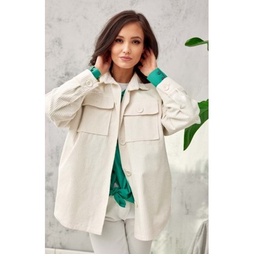 Oversizowa kurtka damska ecru ze sklepu intimiti.pl w kategorii Kurtki damskie - zdjęcie 187870070