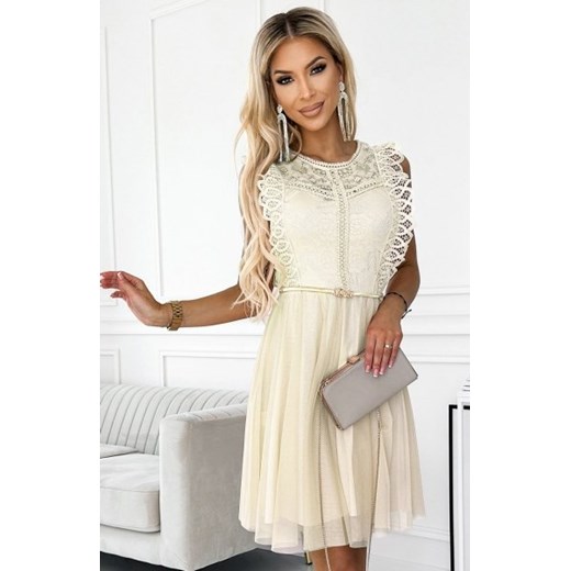 Numoco 454-3 GRETA sukienka z koronką i złotym paskiem ze sklepu intimiti.pl w kategorii Sukienki - zdjęcie 187870161