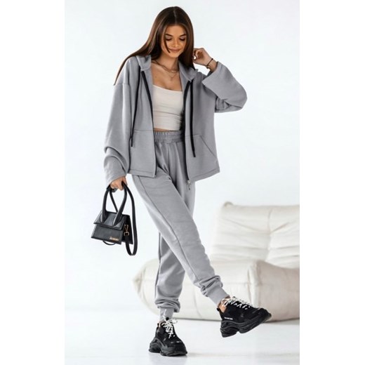 Dwuczęściowy komplet dresowy Suwak stalowy szary ze sklepu intimiti.pl w kategorii Dresy damskie - zdjęcie 187870294