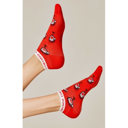 Krótkie skarpetki świąteczne z lureksem &quot;Cheers!&quot; ze sklepu intimiti.pl w kategorii Skarpetki damskie - zdjęcie 187870393