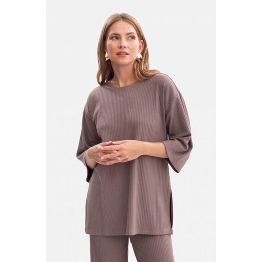 Bewear B301 bluzka z dzianiny prążkowanej kakaowa ze sklepu intimiti.pl w kategorii Bluzki damskie - zdjęcie 187870663