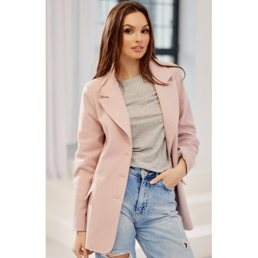 Elegancka jednorzędowa marynarka w jodełkę różowa ze sklepu intimiti.pl w kategorii Marynarki damskie - zdjęcie 187870774