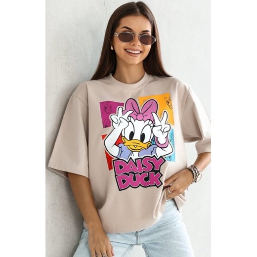Oversizowy t-shirt Daisy Duck beż ze sklepu intimiti.pl w kategorii Bluzki damskie - zdjęcie 187870922