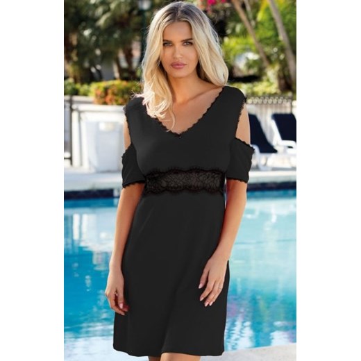 Dkaren Rikki koszulka nocna czarna ze sklepu intimiti.pl w kategorii Koszule nocne - zdjęcie 187871232