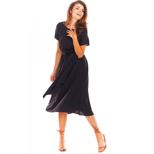 Elegancka sukienka midi czarna A296 ze sklepu intimiti.pl w kategorii Sukienki - zdjęcie 187871234