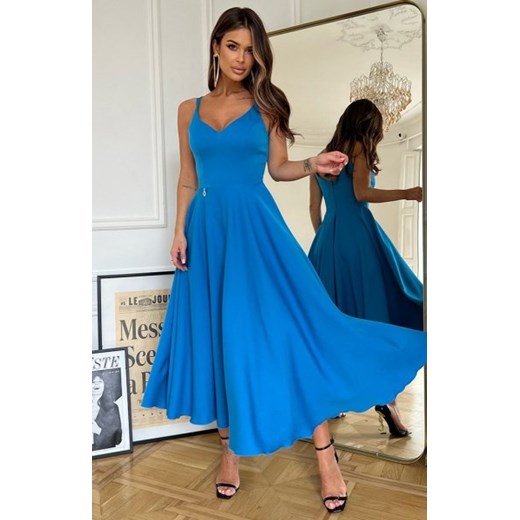 Bicotone niebieska sukienka midi rozkloszowana 244-08 ze sklepu intimiti.pl w kategorii Sukienki - zdjęcie 187871260