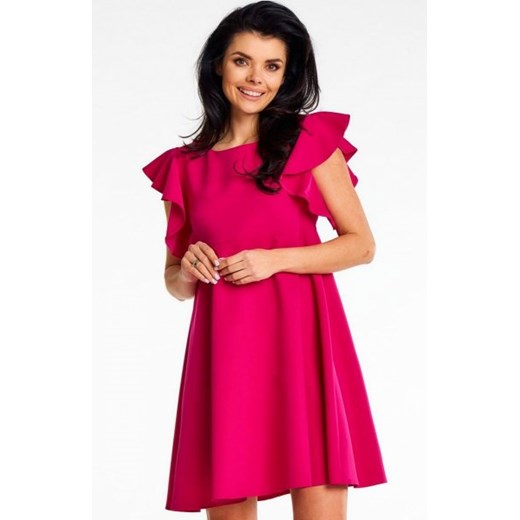 Awama A643 trapezowa mini sukienka fuksja ze sklepu intimiti.pl w kategorii Sukienki - zdjęcie 187871344