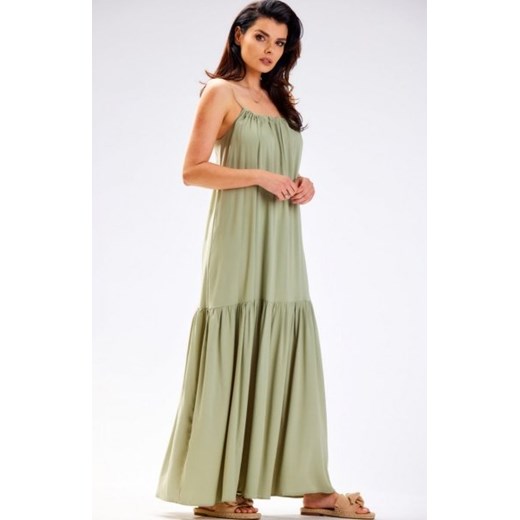 Awama A582 oversizowa letnia sukienka maxi zielona ze sklepu intimiti.pl w kategorii Sukienki - zdjęcie 187871822