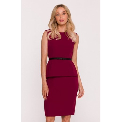Stylove S427 sukienka ołówkowa z baskinką bordowa ze sklepu intimiti.pl w kategorii Sukienki - zdjęcie 187871934