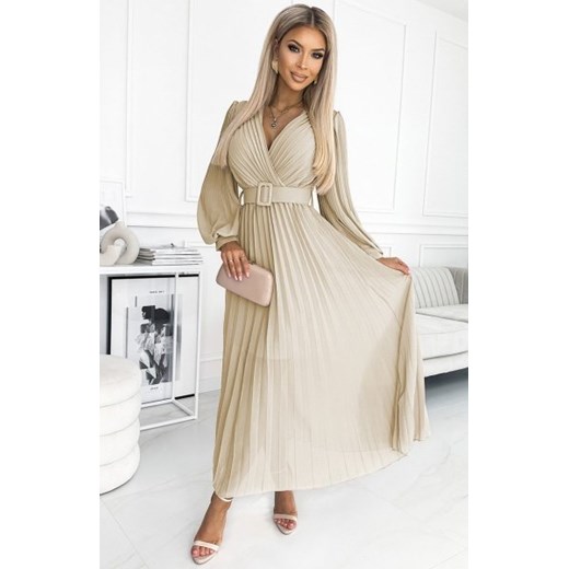Numoco 414-8 KLARA plisowana sukienka z paskiem i dekoltem ze sklepu intimiti.pl w kategorii Sukienki - zdjęcie 187872011