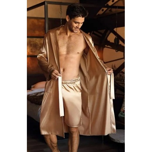 Dkaren Zeus satynowe spodenki męskie złote ze sklepu intimiti.pl w kategorii Piżamy męskie - zdjęcie 187872684