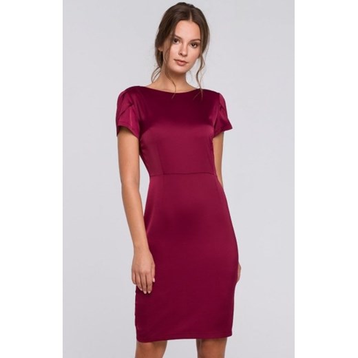 Makover K041 sukienka z dekoltem typu woda z tyłu bordowa ze sklepu intimiti.pl w kategorii Sukienki - zdjęcie 187872691