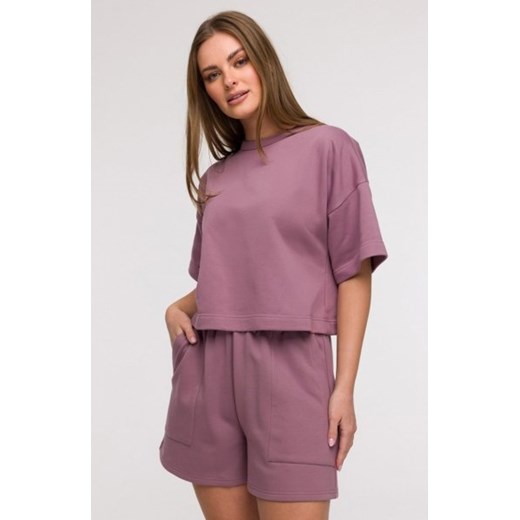 Bewear B294 bluza oversize z krótkimi rękawami wrzosowa ze sklepu intimiti.pl w kategorii Bluzy damskie - zdjęcie 187872960