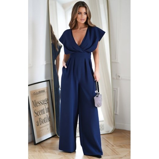 Bicotone elegancki kombinezon z zakrytymi ramionami granatowy ze sklepu intimiti.pl w kategorii Kombinezony damskie - zdjęcie 187873390