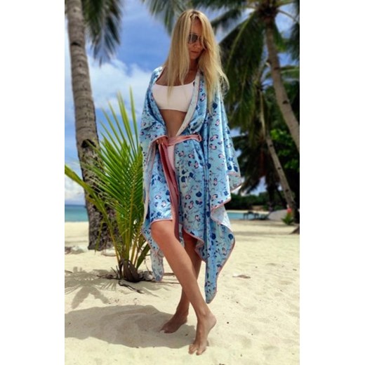 Kalimo Hulhule satynowy szlafrok niebieski ze sklepu intimiti.pl w kategorii Szlafroki damskie - zdjęcie 187873463