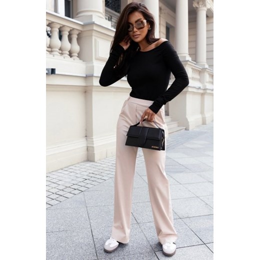 Ivon Darren szerokie spodnie z gumą w pasie beż ze sklepu intimiti.pl w kategorii Spodnie damskie - zdjęcie 187873633