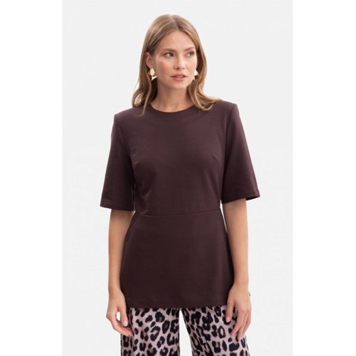 Bewear B305 bluzka dzianinowa z baskinką ciemny brąz ze sklepu intimiti.pl w kategorii Bluzki damskie - zdjęcie 187874041