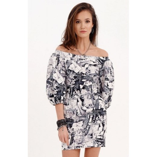 Dopasowana sukienka letnia z hiszpańskim dekoltem 0278/B05 ze sklepu intimiti.pl w kategorii Sukienki - zdjęcie 187874114