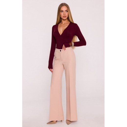 Moe spodnie z szerokimi nogawkami beżowe M875 ze sklepu intimiti.pl w kategorii Spodnie damskie - zdjęcie 187874214