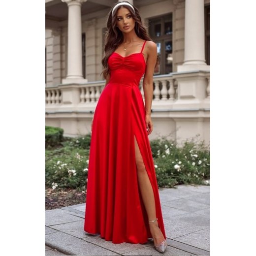 Długa satynowa sukienka czerwona gorset ze sklepu intimiti.pl w kategorii Sukienki - zdjęcie 187874410