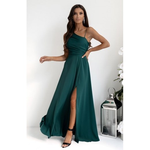 Duet Monako asymetryczna długa sukienka z wiązaniem zielona ze sklepu intimiti.pl w kategorii Sukienki - zdjęcie 187874612