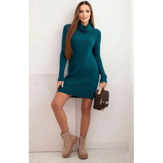 Dzianinowa sukienka z golfem zielona Ksi intimiti.pl