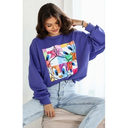 Oversizowa bluza damska Tweety Nowy fioletowa ze sklepu intimiti.pl w kategorii Bluzy damskie - zdjęcie 187874951