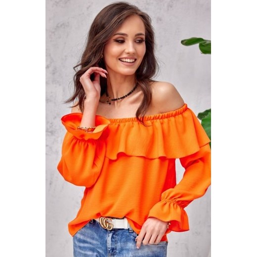 Modna bluzka hiszpanka orange 0116 ze sklepu intimiti.pl w kategorii Bluzki damskie - zdjęcie 187875051