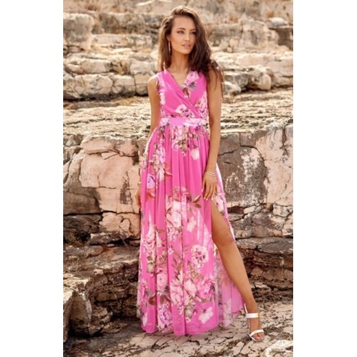 Elegancka długa sukienka w kwiaty 361/01D ze sklepu intimiti.pl w kategorii Sukienki - zdjęcie 187875244