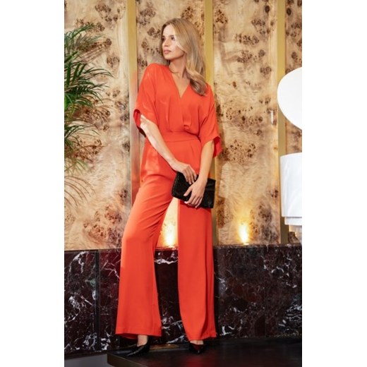 Stylove S395 kombinezon z dekoltem kopertowym koralowy ze sklepu intimiti.pl w kategorii Kombinezony damskie - zdjęcie 187875473