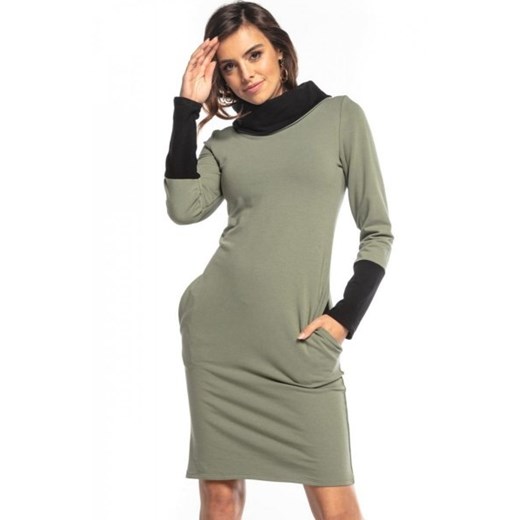 Tessita T360 dresowa sukienka midi khaki ze sklepu intimiti.pl w kategorii Sukienki - zdjęcie 187875563
