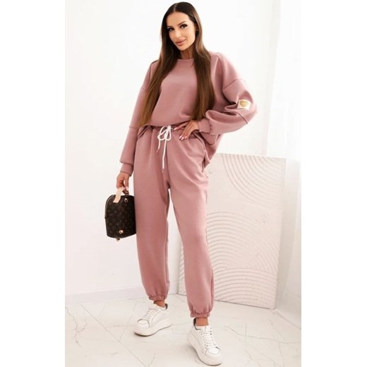 Komplet damski masełkowy z luźną bluzą i spodniami ciemny róż ze sklepu intimiti.pl w kategorii Dresy damskie - zdjęcie 187876472