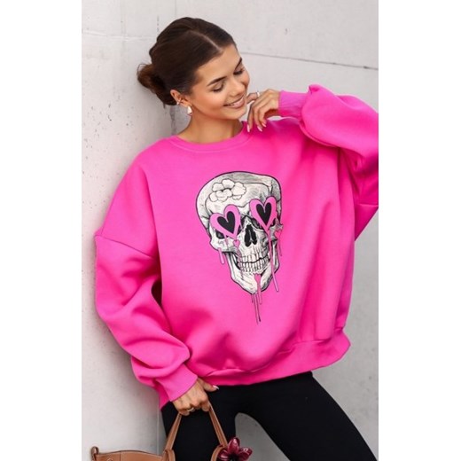 Oversizowa bluza damska czaszka różowa ze sklepu intimiti.pl w kategorii Bluzy damskie - zdjęcie 187876542