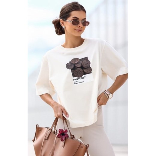 Oversizowy t-shirt Oreo śmietankowa ze sklepu intimiti.pl w kategorii Bluzki damskie - zdjęcie 187876593