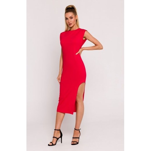Moe sukienka z wycięciem na nogę czerwona M787 ze sklepu intimiti.pl w kategorii Sukienki - zdjęcie 187876922
