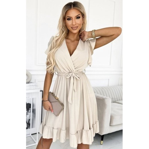 Numoco 455-1 CORNELIA sukienka z falbanką, dekoltem i wiązaniem ze sklepu intimiti.pl w kategorii Sukienki - zdjęcie 187877043