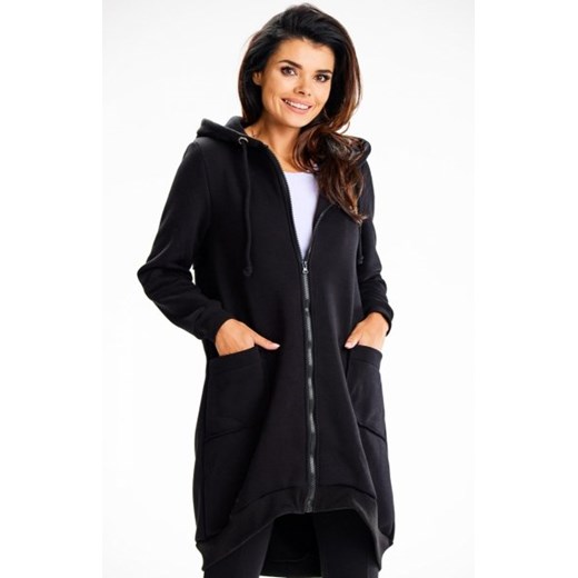 Długa bawełniana bluza z kapturem M334 ze sklepu intimiti.pl w kategorii Bluzy damskie - zdjęcie 187877792