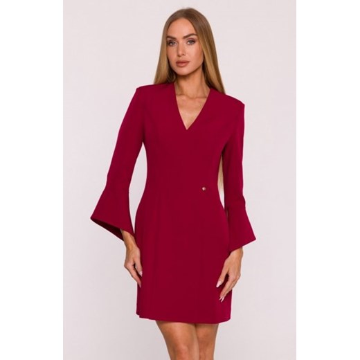 Moe sukienka z szerokimi mankietami bordowa M876 ze sklepu intimiti.pl w kategorii Sukienki - zdjęcie 187878100