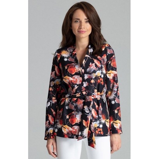 Wiązany żakiet damski w kwiaty L061 ze sklepu intimiti.pl w kategorii Marynarki damskie - zdjęcie 187878404