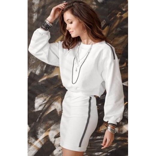 Sportowy komplet bluza i spódnica biała 0004 ze sklepu intimiti.pl w kategorii Sukienki - zdjęcie 187878663