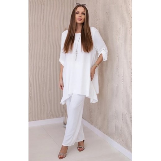 Komplet spodnie i bluzka z wisiorkiem ecru ze sklepu intimiti.pl w kategorii Komplety i garnitury damskie - zdjęcie 187879341