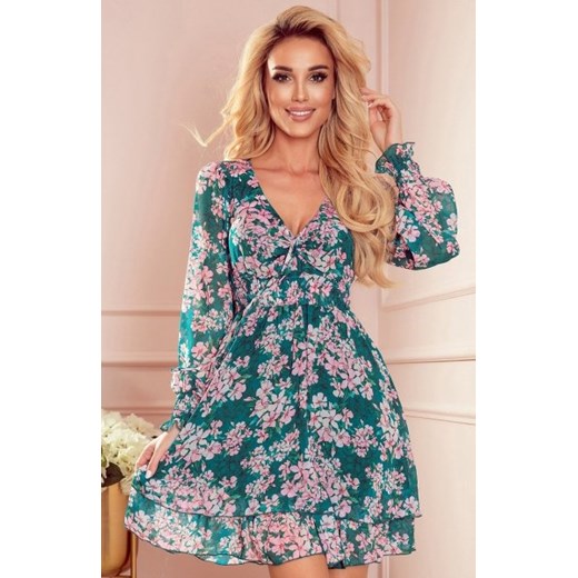 Numoco 410-2 MONICA szyfonowa sukienka z wiązanym dekoltem ze sklepu intimiti.pl w kategorii Sukienki - zdjęcie 187879372