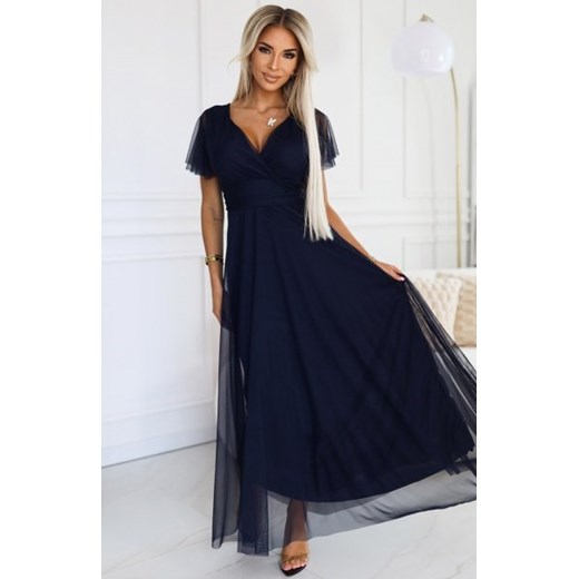 Numoco 562-1 NASTIA długa sukienka z dekoltem i krótkim rękawkiem ze sklepu intimiti.pl w kategorii Sukienki - zdjęcie 187879423