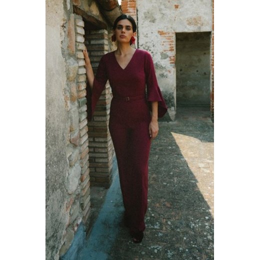 Stylove S416 kombinezon z rękawami z falbaną bordowy ze sklepu intimiti.pl w kategorii Kombinezony damskie - zdjęcie 187879461