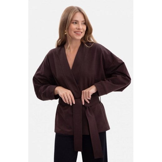 Bewear B297 blezer narzutka z paskiem brązowa ze sklepu intimiti.pl w kategorii Marynarki damskie - zdjęcie 187879462